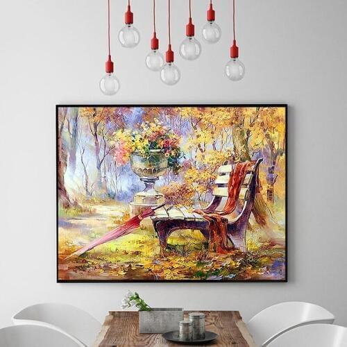 Scenery,Diamond painting,5D,Full,Garden,Chair,Diamond Embroidery,Round/Square,Needlework,Cross Stitch,DIY,Mosaic,Gift,Home Decor