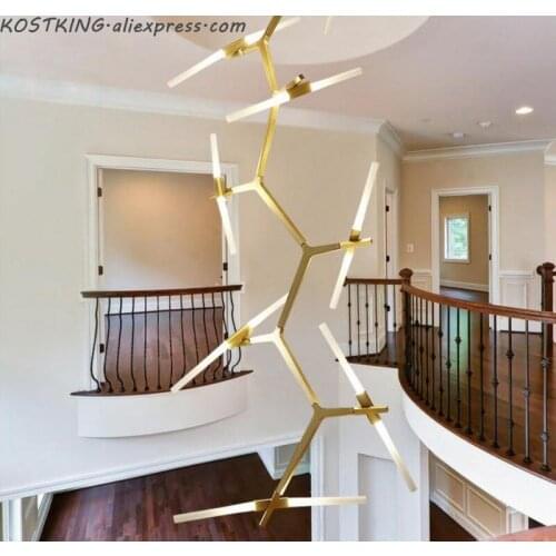 Postmodern Staircase long size Chandelier Creative Multi-Flat Duplex Hotel Villa Shaped Staircase big Chandelier 110v 220v