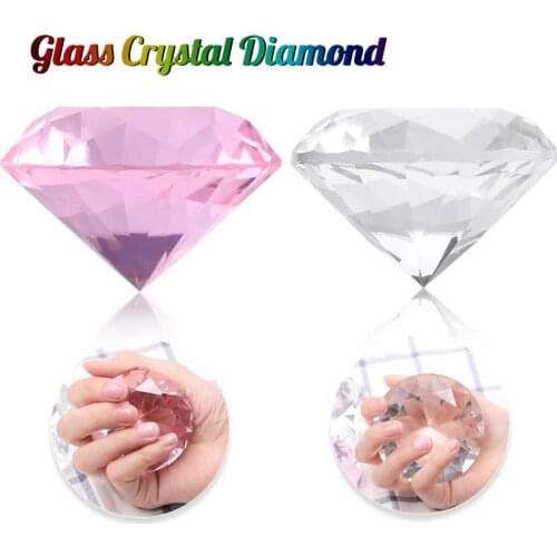 1pcs/2pcs Transparent Pink Diamond Nail Art Display 60mm Glass Crystal Hand Model Shoot Ornament DIY Salon Manicure Accessories
