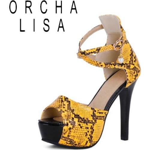 2021New Snake Print Sandals Buckle Strap shoes Gladiator Sandals Women Pumps Thin Heels Club Sandals Sexy wedding size32-50