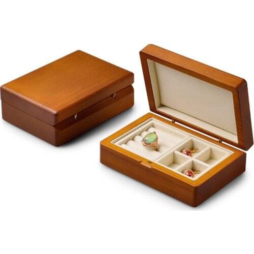 High-end VintageWood Packing Case Wedding Ring Stud Earrings Cuff-link Jewelry Accessories Travel Box Organizers Women Gift Sale