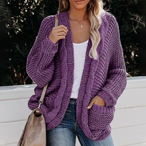 Knit Sweater Women Autumn 2020 Female Casual Long Sleeve Solid Cardigan Knitted Sweaters Coat Femme Winter Warm Clothes