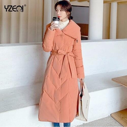 Yzeqi Winter Long Jacket Thick Warm Parkas Women Cotton Padded Coats Fashion Elegant Snow Coat Cotton Jackets Female Down Coat