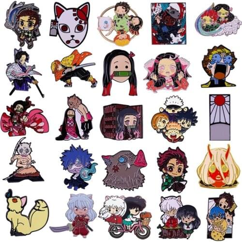 Fun Novel Comic Demon Slayer Figure Lapel Pins Backpack Jeans Enamel Brooch Pin Women Fashion Jewellery Gifts Cartoon Badges