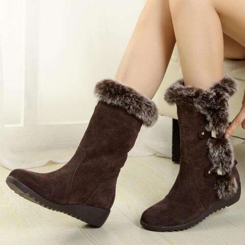 Women boots New Hot Women Boots Autumn Flock Winter Ladies Fashion Snow Boots Shoes Thigh High Suede Mid-Calf Boots size 35-42