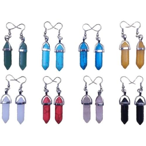 12 Styles Natural Stone Colorful White Glass Classic Female New Pattern Drop Earrings Jewelry CP013-024