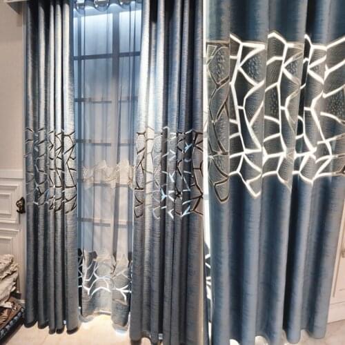 2021 Modern and Simple Hollowed Out Living Room Embroidered Curtains Finished Study Bedroom Balcony Window Curtains