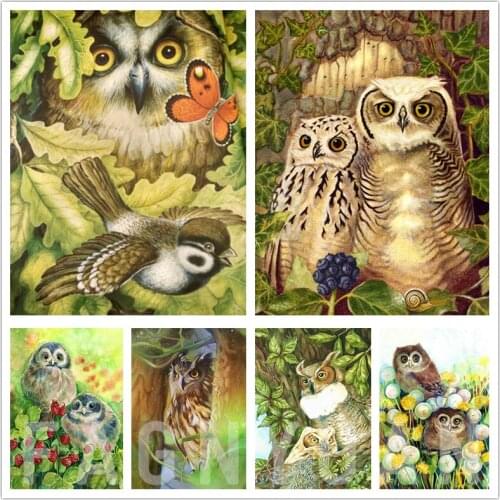 Diamond Painting Animal Cross Stitch Diamond Embroidery Owl Rhinestone Mosaic Spring Full Dill Square/round Home Decoration