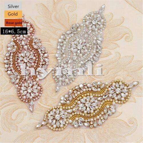 1PCS rhinestone applique handmade bridal belt rhinestone accessories gold, silver, rose gold DIY Apparel Sewing & Fabric