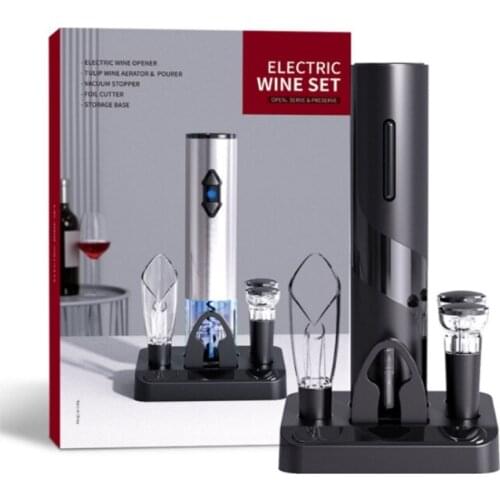 Automatic Electric Wine Bottle Opener One-click Button Rechargeable Cordless Bottle Openers with Wine Pourer for Home