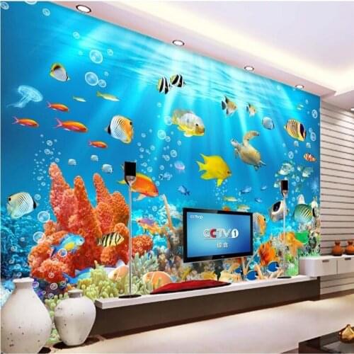 Beibehang Large Custom Wallpaper Mural Underwater World 3D Backdrop Wall papel de parede infantil 3d wall murals