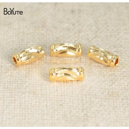 BoYuTe (100 Pieces/Lot) 3*7MM 1.6MM Hole Real Gold Plating Drum Beads Factory Wholesale Diy Jewelry Accessories Loose Beads