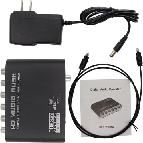 Digital to Analog 5.1 channel Stereo AC3 Audio Converter Optical SPDIF Coaxial AUX to 6 RCA Sound Decoder Amplifier