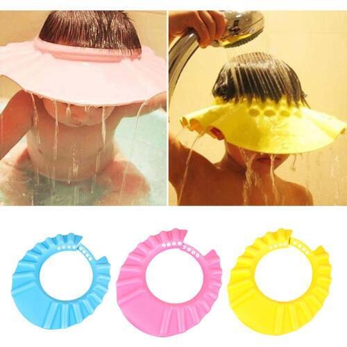 Children Kids Baby Shower Bath Soft Silicone Adjustable Cap Hat Ear Protection