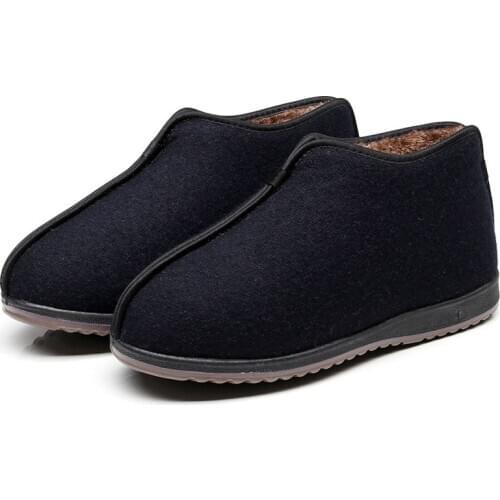 Mens shoes winter new mens cotton shoes thick shock absorption warm wear-resistant non-slip father shoes middle-aged and elder