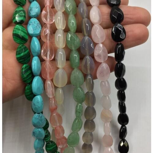 Eruifa 6pcs 12*8mm faceted Tear Shape Natural semi precious stone Charms Pendant Jewelry DIY Earring Necklace 8 colors