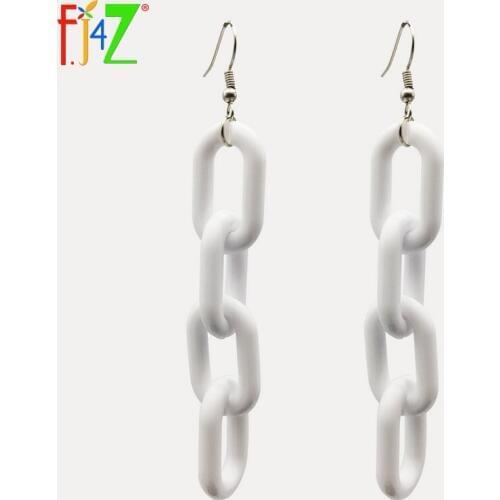 F.J4Z New Hot Fashion Rock Curb Chain Chandelier Earrings Simple White Acrylic Women Party Earrings Accessories Boucles femmes