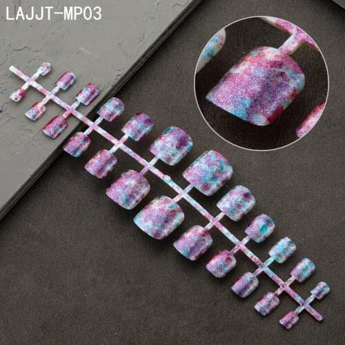 24Pcs Artificial Acrylic Toe False Nail Tips Symphony Starry Sky Magic for Foot Decorations Press on Fake Toenails Art Manicure