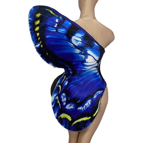Halloween Cosplay Costume Blue Butterfly Wings Dance Costume Festival Rave Party Show Role-playing Stage Wear For Singer Dancer
