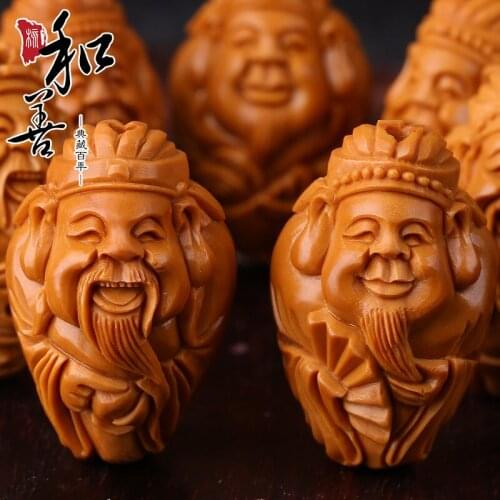 Cultural games nuclear carving boutique olive core carving eight rich gods hand string olive Hu bracelet accessories gift