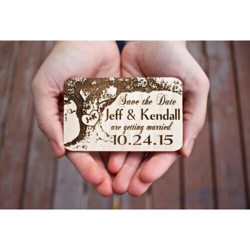 Laser Engraving Backyard Wedding Wood Save The Date Magnet Tree Save The Date Wedding Save The Date Magnet Trunk