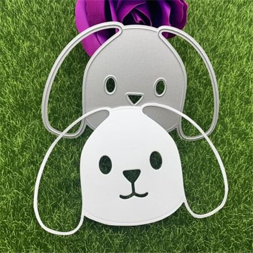 Lovely Long ears dog head Metal cutting Dies round die cut mold head background Craft dies for card making scrapbooking