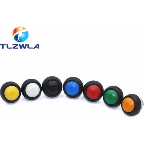 1PCS DIY Mini 12mm Momentary Waterproof Push Button Switch Horn Blue White Green Red Yellow Black 1A 250V Self-reset
