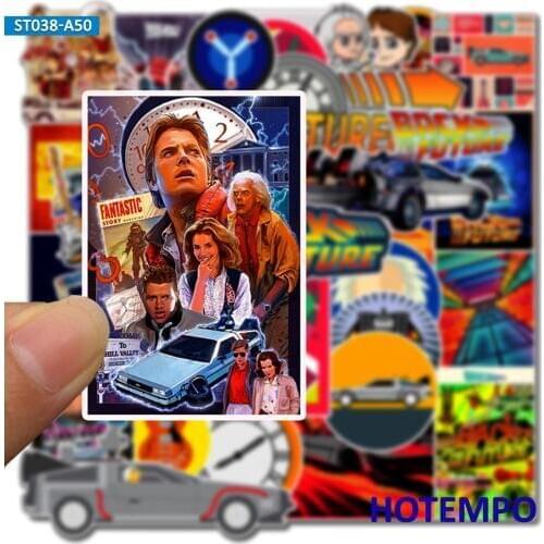 50pcs Classic Movie Back To The Future Stickers for Mobile Phone Laptop Luggage Case Skateboard Bike Helmet Style Decal Stickers