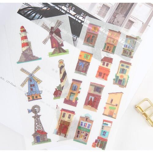 6Sheets/Set Creative Dream Town Decoration Scrapbooking Stickers Transparent PVC Stationery Planner Stickers