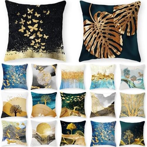 Golden Tree Forest Polyester Throw Pillow Cases Car Home Decor Decoration Sofa Cushion Cover Bed Decorative Pillowcase Cojines