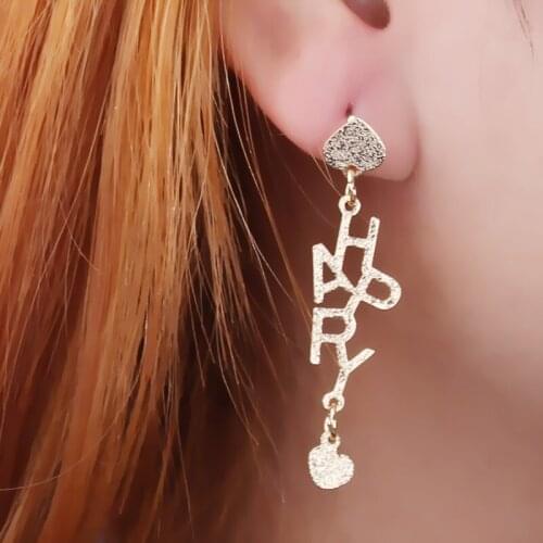 New Fashion English Phrase Word HAPPY HOLIDAYS Long Drop Earring Gold Color Metal Exaggerated Party Jewelry Accessories Gift