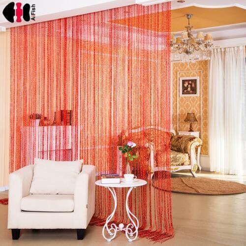 Solid Color String red curtains thread Widow Panels Screen House Curtains line curtain Room Blinds String silver Curtains 246B