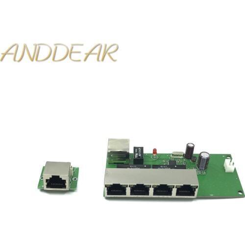 OEM factory direct mini fast 10 / 100mbps 5-port Ethernet network lan hub switch board 5V12V 5 rj45 5V 12V head port