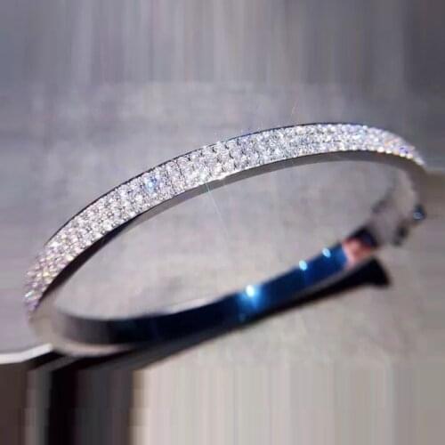 Wholesale Iced out bling cz hiphop women bracelet gold silver color Two Row Sparking 5A cubic zirconia cz Luxury Wedding Jewelry