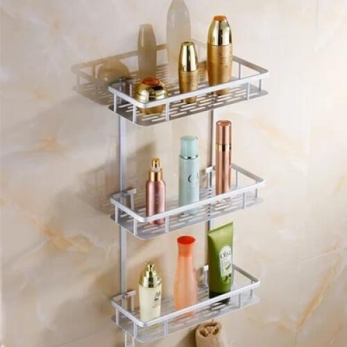 Bathroom Storage Rack Three-layer ,space Aluminum Bathroom Multi-function Toilet Thickened Corner Shelf,bath Hardware Pendant