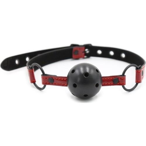 Sex Open Mouth Gag Ball Red Black PU Leather Strap Bdsm Gag With Open Holes Slave Bondage Restraints Sex Toys For Women Couples