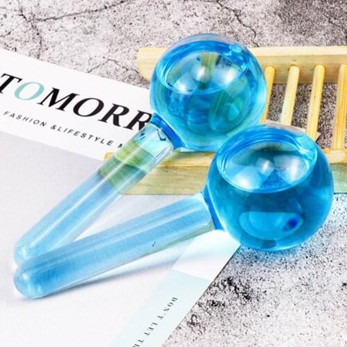 Pink Crystal Ice Ball Ice Therapy Massage Glass Beauty Ball C7K8