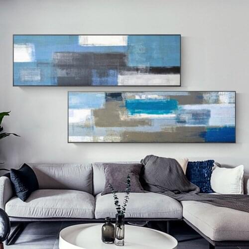 Modern Abstract Art Oil Painting on Canvas Wall Posters and Prints Wall Art Royal Blue Abstract Pictures for Living Room Decor