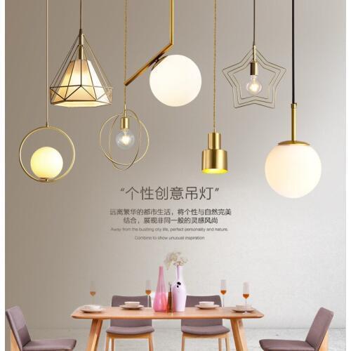 Nordic Copper Single Head LED Pendant Light Pure Copper Lamp Body E27 Entrance / Aisle / Restaurant Living Room Lamp Decoration