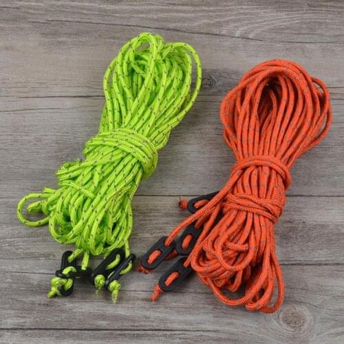 4pcs Tent Rope Nylon Reflective Tear Resistant 2m Adjustable with Buckle Windproof Rope for Outdoor Camping