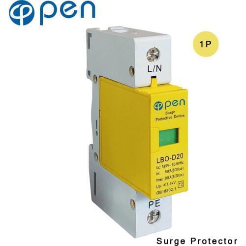 OPEN LBO-D20 Series Household SPD Surge Protector 1P 10kA 20kA 380VAC Low Voltage Arrester Device