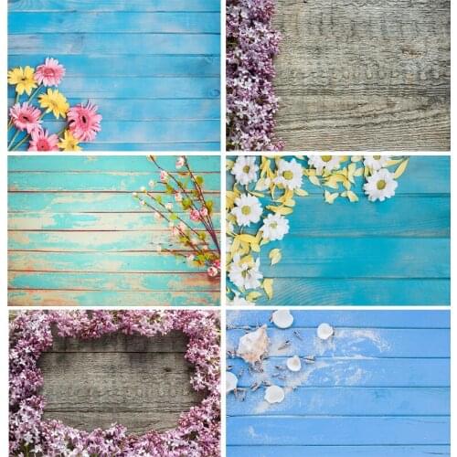 Vinyl Custom Photography Backdrops Flower and wood planks Theme Photography Background FK91125-01