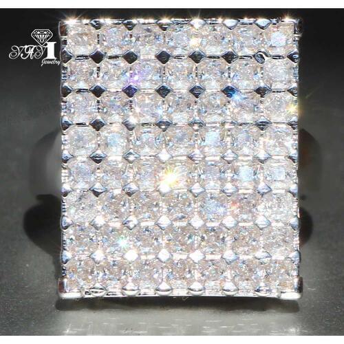 YaYI Jewelry Princess Cut 7.8 CT White Zircon Silver Color Engagement Rings wedding Heart Rings Girls Party Rings Gifts 866