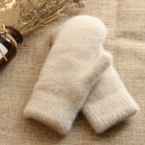 Winter Faux Wool Thick Warm Gloves Women Cute Knitted Fingerless Outdoor Cycling Driving Gloves PJ031