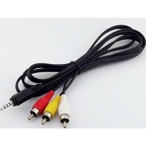 1pcs 3.5mm 4 Pole Stereo Aux Plug To 3 RCA Male Adapter AV Audio Video Cable 1.5M/5FT