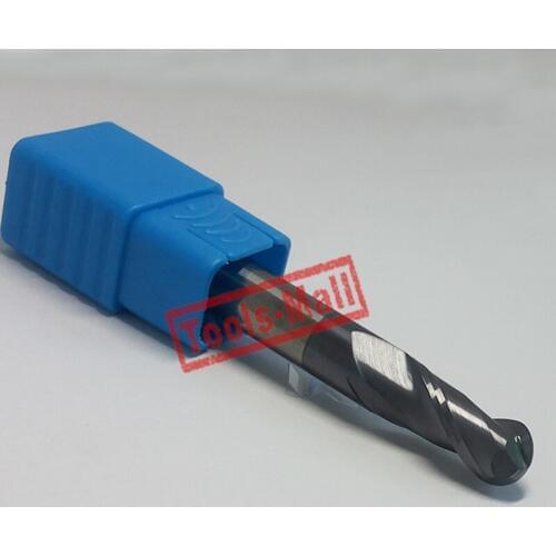1pc radius=4mm 2 Flutes hrc60 R4*16*D8*75 solid carbide Ball nose End Mill CNC router bits tools Milling cutter