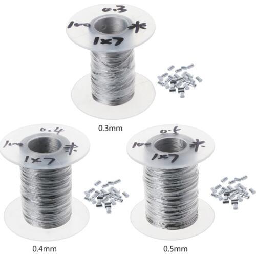 100m 304 Stainless Steel Wire Rope Soft Fishing Lifting Cable 7X7 Clothesline With 30 Aluminum Ferrules