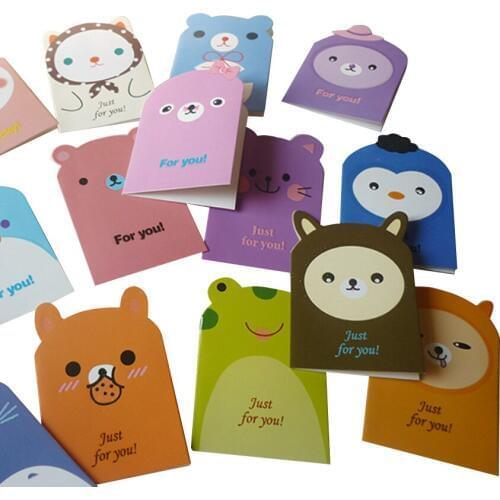 100pcs/lot variety cartoon animal design Childrens blessing card Greeting Card
