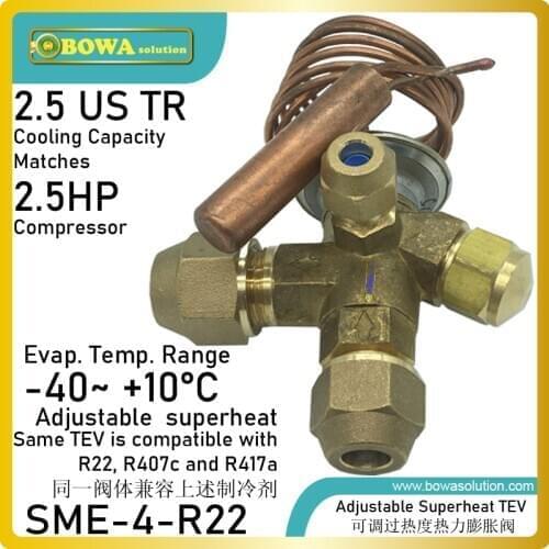 2.5TR R22 TEV/TX (for 2.5HP compressor) gives fast and precise reaction to temperature changes in the evaporators in R417a