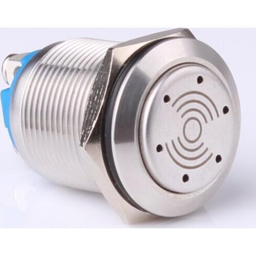 2pcs Intermittent buzzer 19mm metal pulse waterproof oil red LED flashing buzzer 19-EM two screw feet 12V-24V 220V